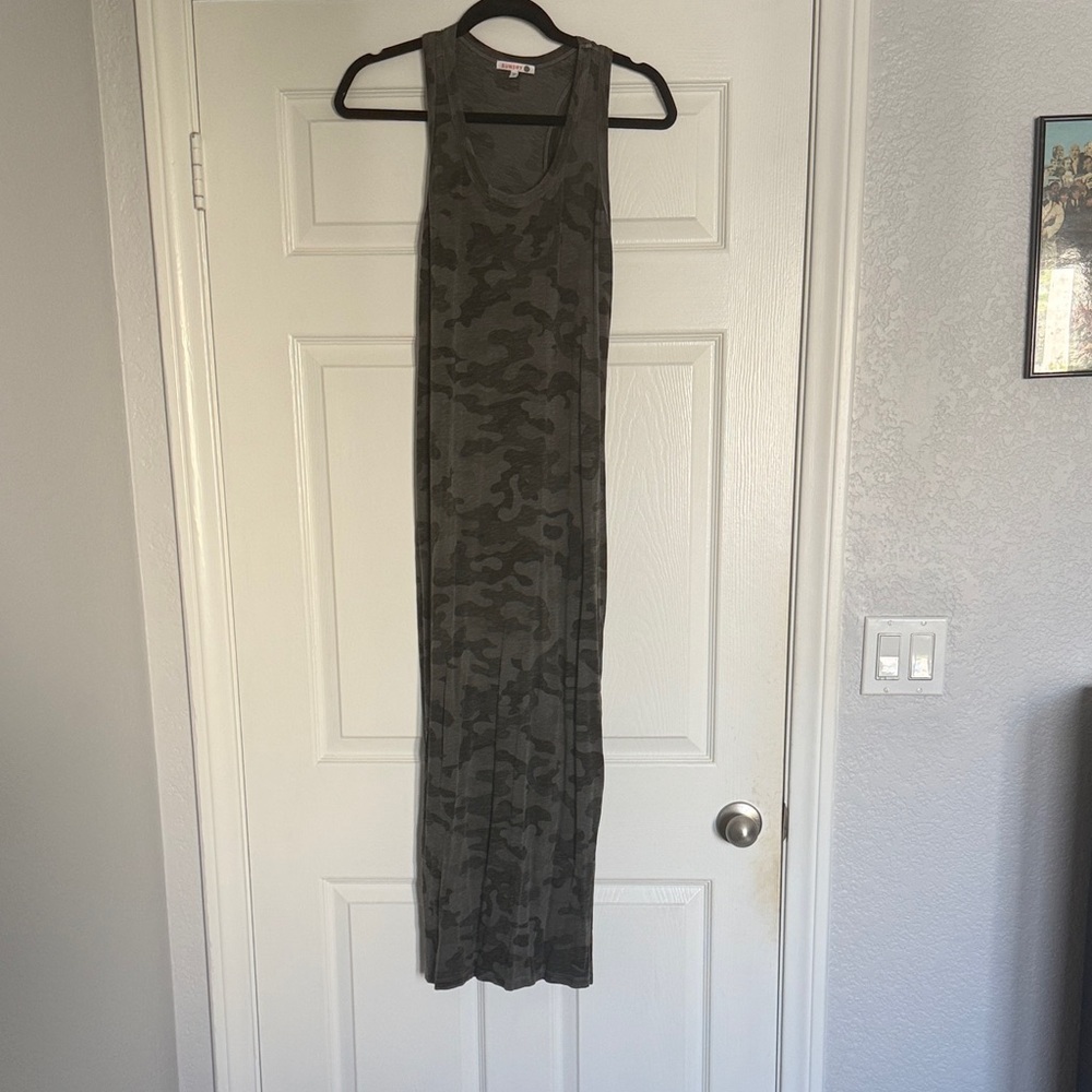 Sundry Olive Camo Racerback Maxi Dress